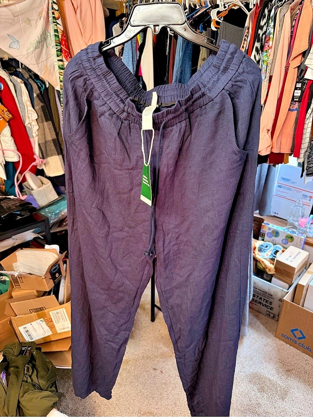 Halara High Waisted Drawstring Wide Leg Casual Linen-Feel Pants with Pockets